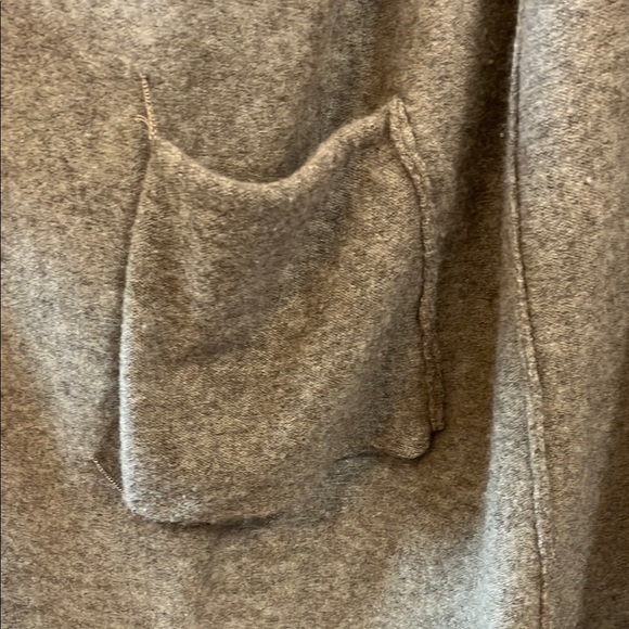 Raffi Greige Wool Yak Long Open Front Shrug with Waterfall Collar - Size Small - Picture 9 of 15